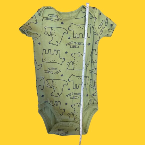 Carter’s Green Bear Print Baby Bodysuit 24M – Unisex Cotton One-Piece - Picture 3 of 7